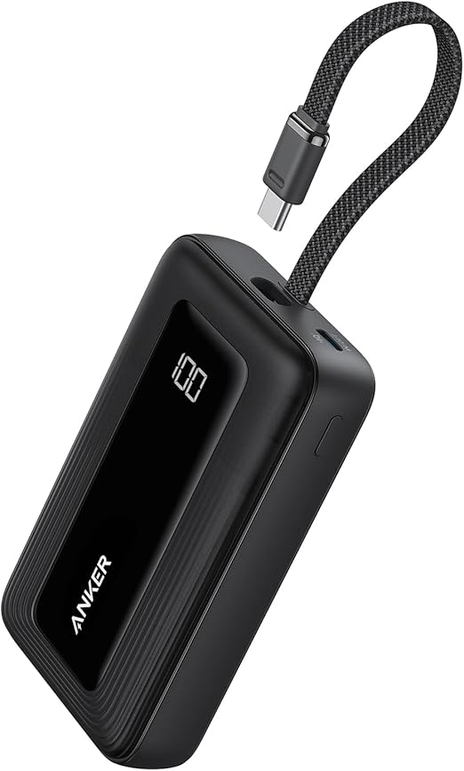 Anker Zolo Power Bank 10,000mAh 30W | Built-In USB-C Cable | Fast Charge