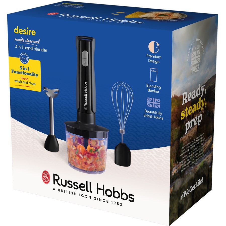 Russell Hobbs blender packaging with product and branding details.