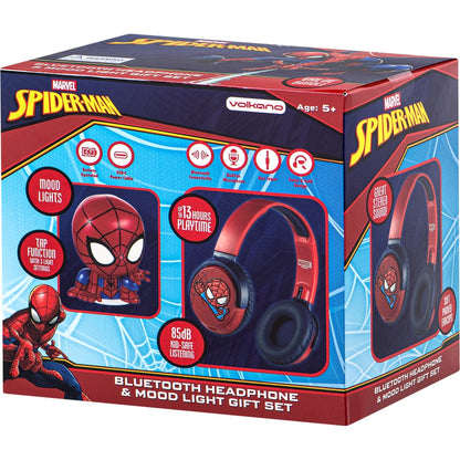 Spider‑Man Bluetooth Headphones 85dB Kid Safe + Mood Light Gift Set Marvel AU BIG Av8Store