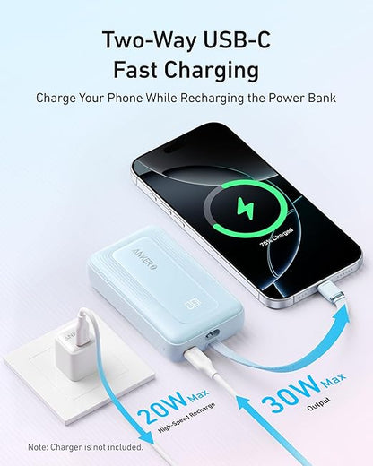 Anker Zolo Power Bank 10,000mAh 30W | Built-In USB-C Cable | Fast Charge