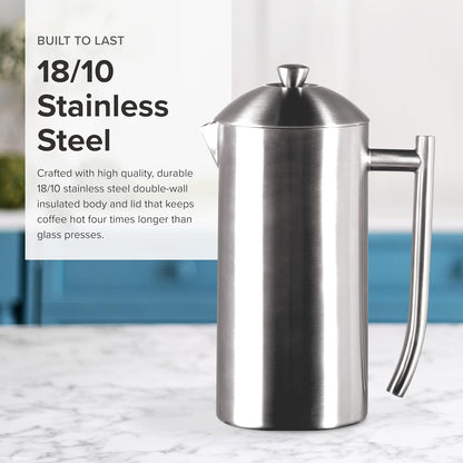 Frieling Double-Wall Stainless Steel French Press 500ml (17oz) – Brushed Insulated Coffee Maker | Av8Store Australia AMZ Av8Store
