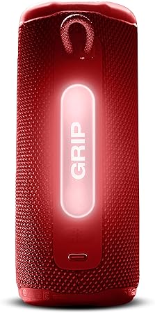 Red textured device with 'Grip' branding on a white background