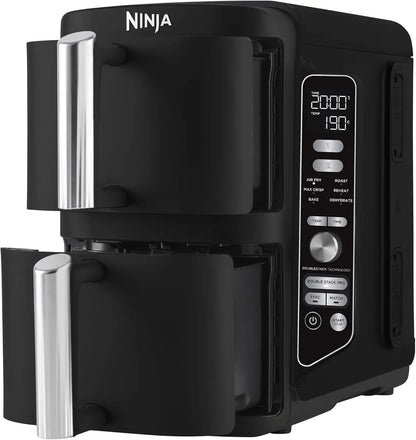 Black Ninja foodi appliance with digital control panel on a white background