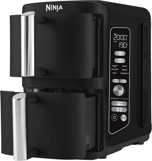 Black Ninja foodi appliance with digital control panel on a white background