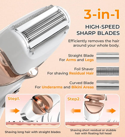 3-in-1 high-speed sharp blades for hair removal on a beige background