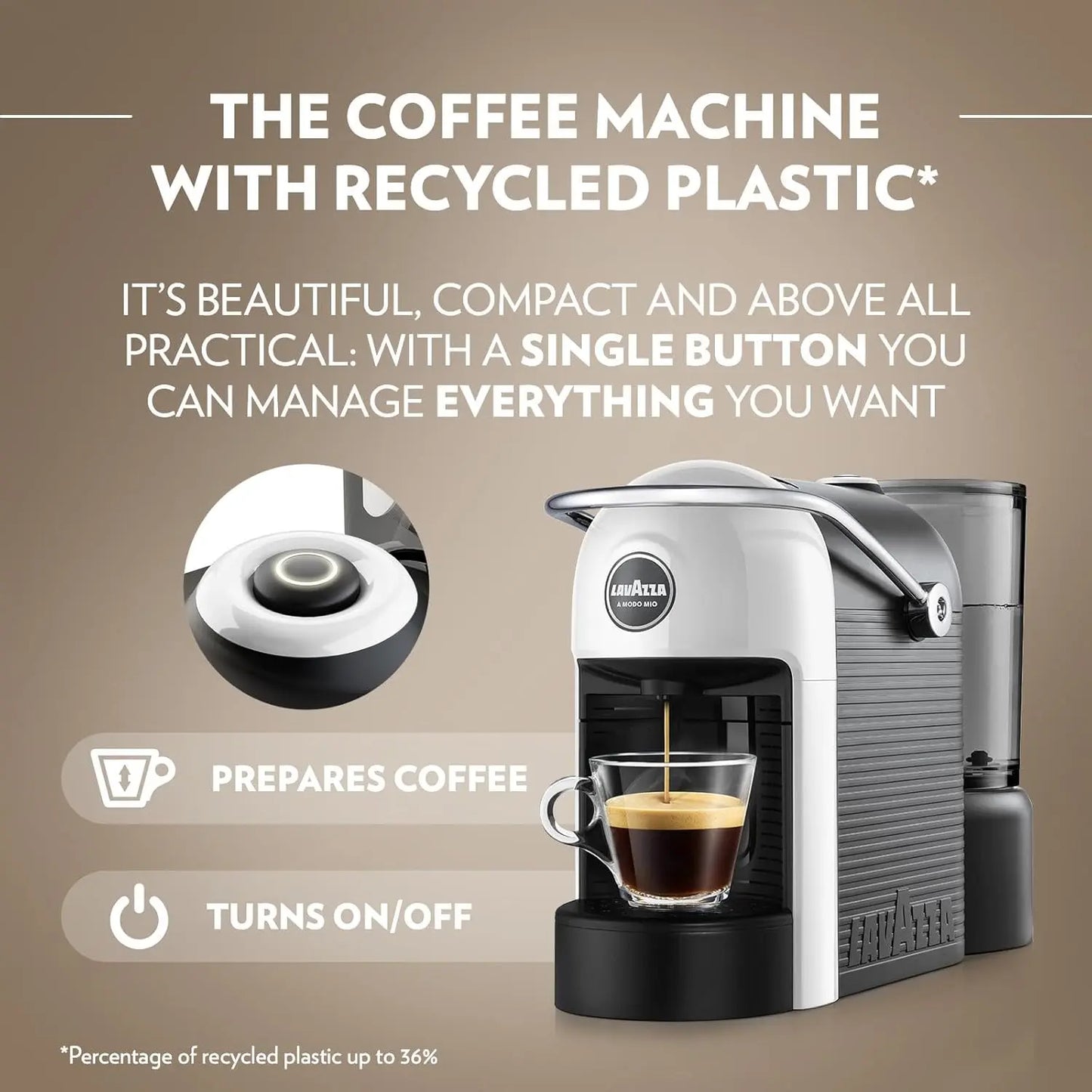 Lavazza A Modo Mio Jolie EVO Capsule Coffee Machine | White | 64 Pods Included AMZ