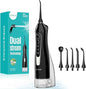 Coslus dental water flosser with packaging and nozzles on a white background