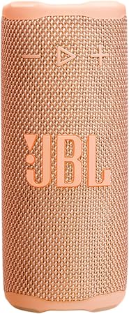 Rose gold JBL Bluetooth speaker with textured surface