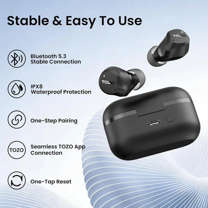 TOZO NC9 Wireless Earbuds – Hybrid ANC, Bluetooth 5.3, 60H Playtime, IPX8 AMZ