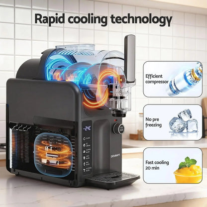 Ice maker with rapid cooling technology on a kitchen counter