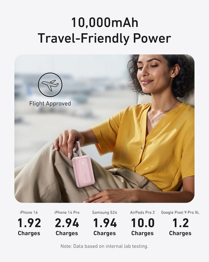 Anker Zolo Power Bank 10,000mAh 30W | Built-In USB-C Cable | Fast Charge