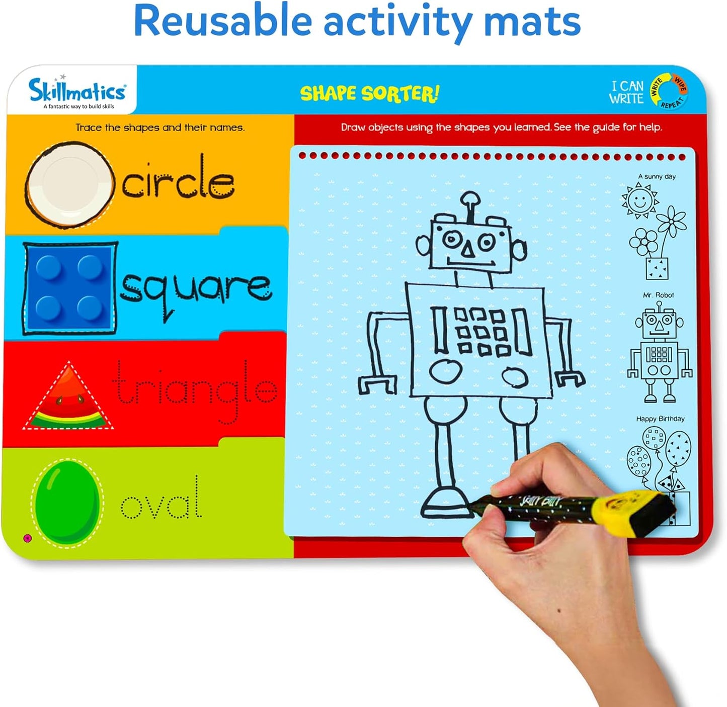 Skillmatics I Can Write – Reusable Preschool Learning Activity Mats | Ages 3–6 | Educational Toy