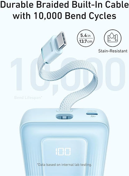 Anker Zolo Power Bank 10,000mAh 30W | Built-In USB-C Cable | Fast Charge