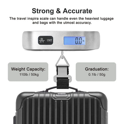 Travel Inspira Portable Digital Luggage Scale – 50kg | Backlit LCD AMZ