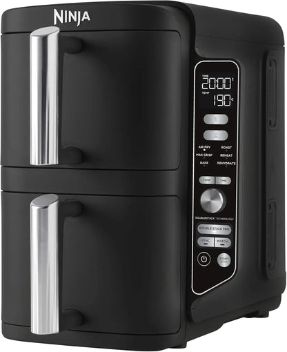 Black Ninja foodie appliance with digital display and control panel on a white background