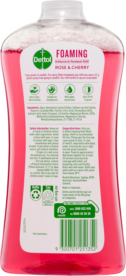Dettol Antibacterial Foam Hand Wash Rose & Cherry Refill, 900ml x 3 Pack Av8Store Av8Store