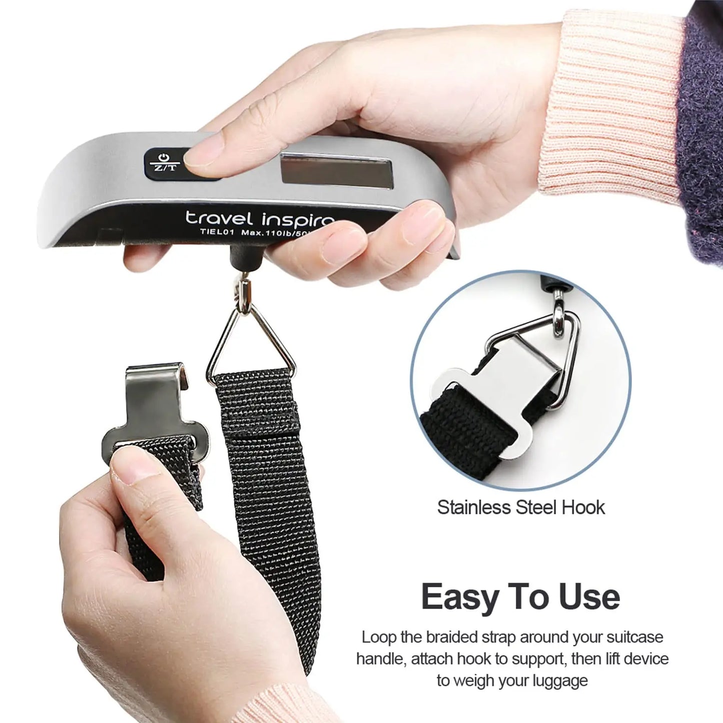 Travel Inspira Portable Digital Luggage Scale – 50kg | Backlit LCD AMZ