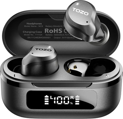TOZO NC9 Wireless Earbuds – Hybrid ANC, Bluetooth 5.3, 60H Playtime, IPX8 AMZ