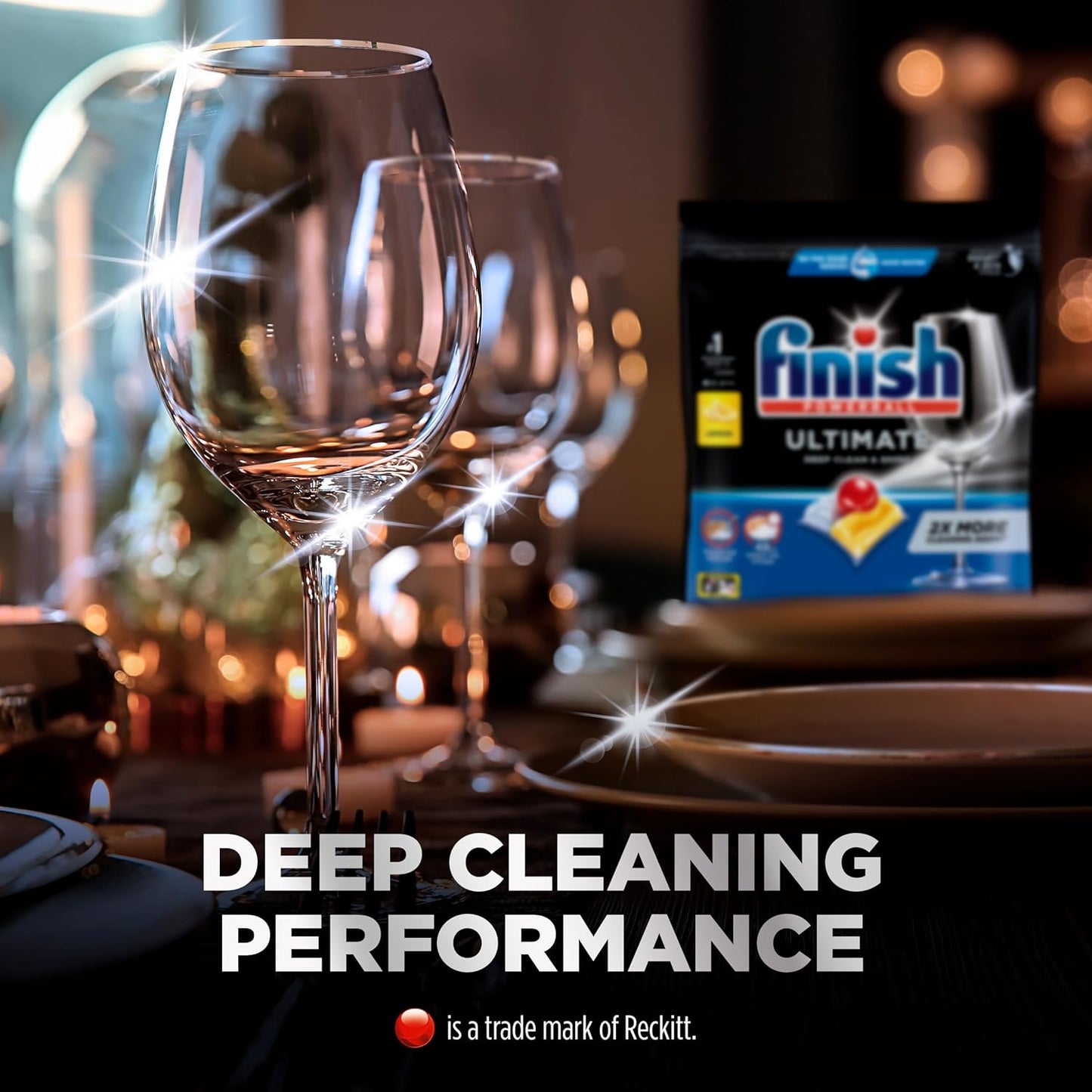 Finish Ultimate Dishwashing Tablets | Lemon Sparkle | 124 Pack (2x62) | Grease & Stain Removal Finish Av8Store