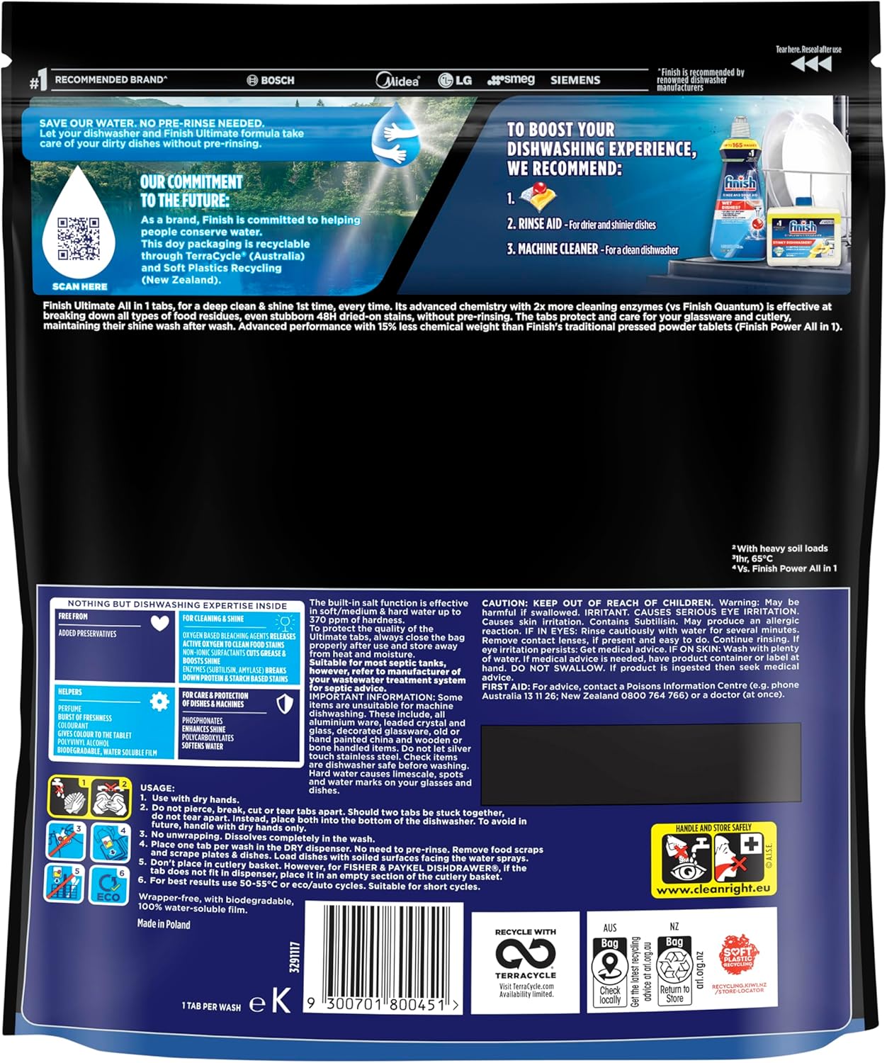 Finish Ultimate Dishwashing Tablets | Lemon Sparkle | 124 Pack (2x62) | Grease & Stain Removal Finish Av8Store