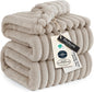 Folded beige blanket with a 'Bedsure' tag on a white background