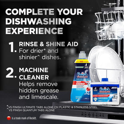 Finish Ultimate Dishwashing Tablets | Lemon Sparkle | 124 Pack (2x62) | Grease & Stain Removal Finish Av8Store
