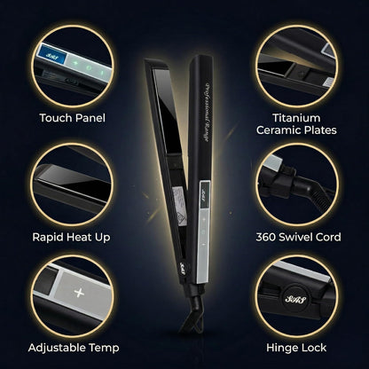 SAS Titanium Hair Straightener Fast Heat LCD Display Adjustable Temp 50–230°C AMZ Av8Store