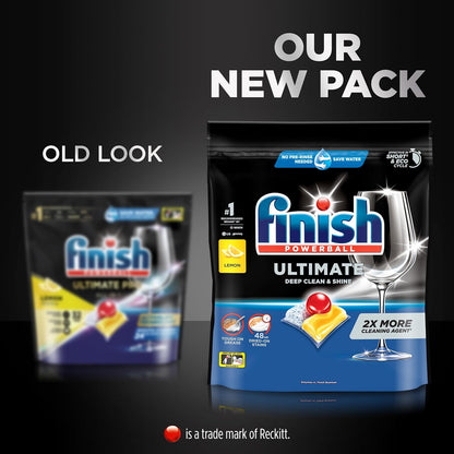 Finish Ultimate Dishwashing Tablets | Lemon Sparkle | 124 Pack (2x62) | Grease & Stain Removal Finish Av8Store