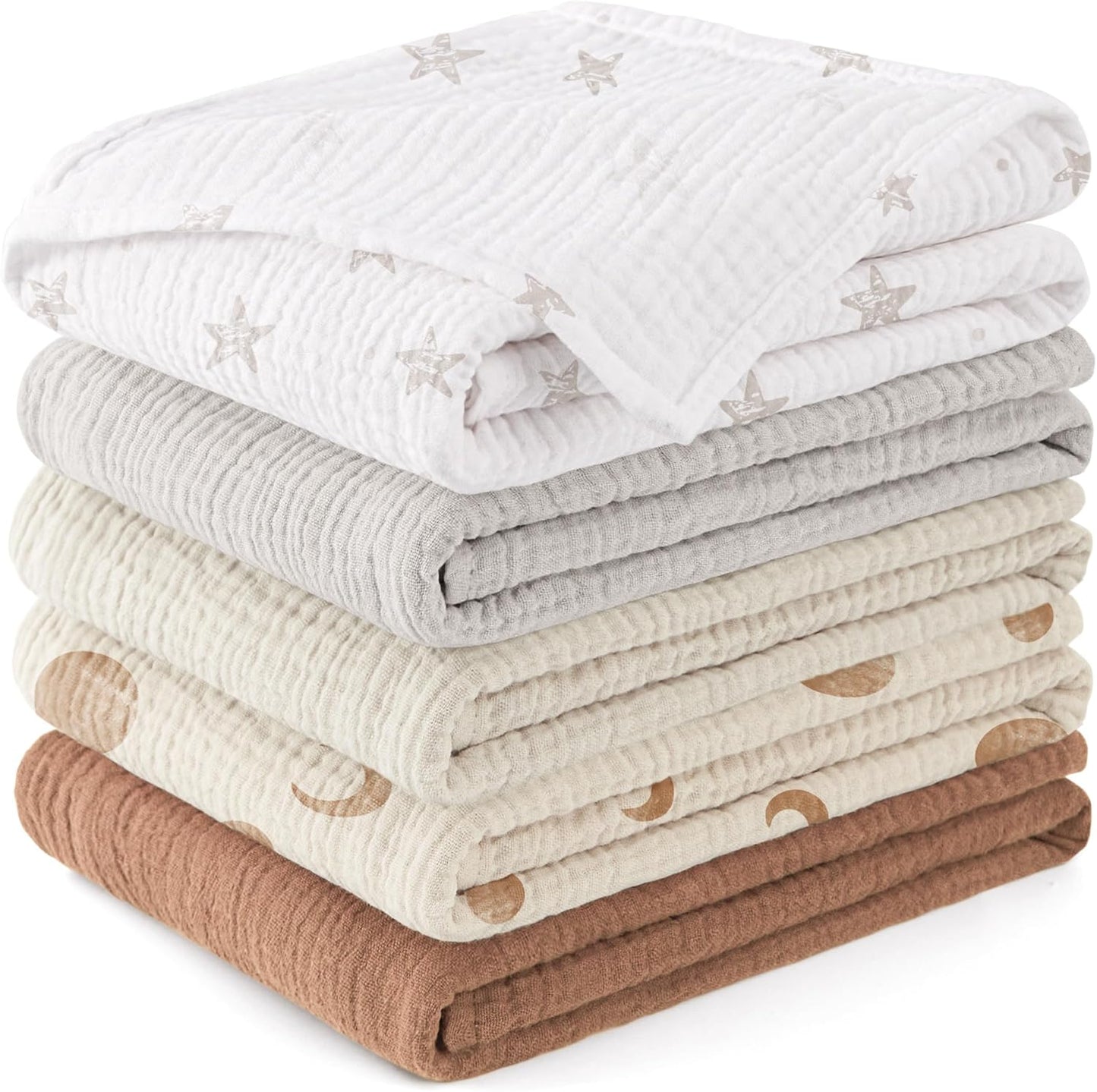 Susurration 5-Pack Muslin Baby Burp Cloths | 100% Cotton, Soft & Absorbent – 60x60cm AMZ Av8Store