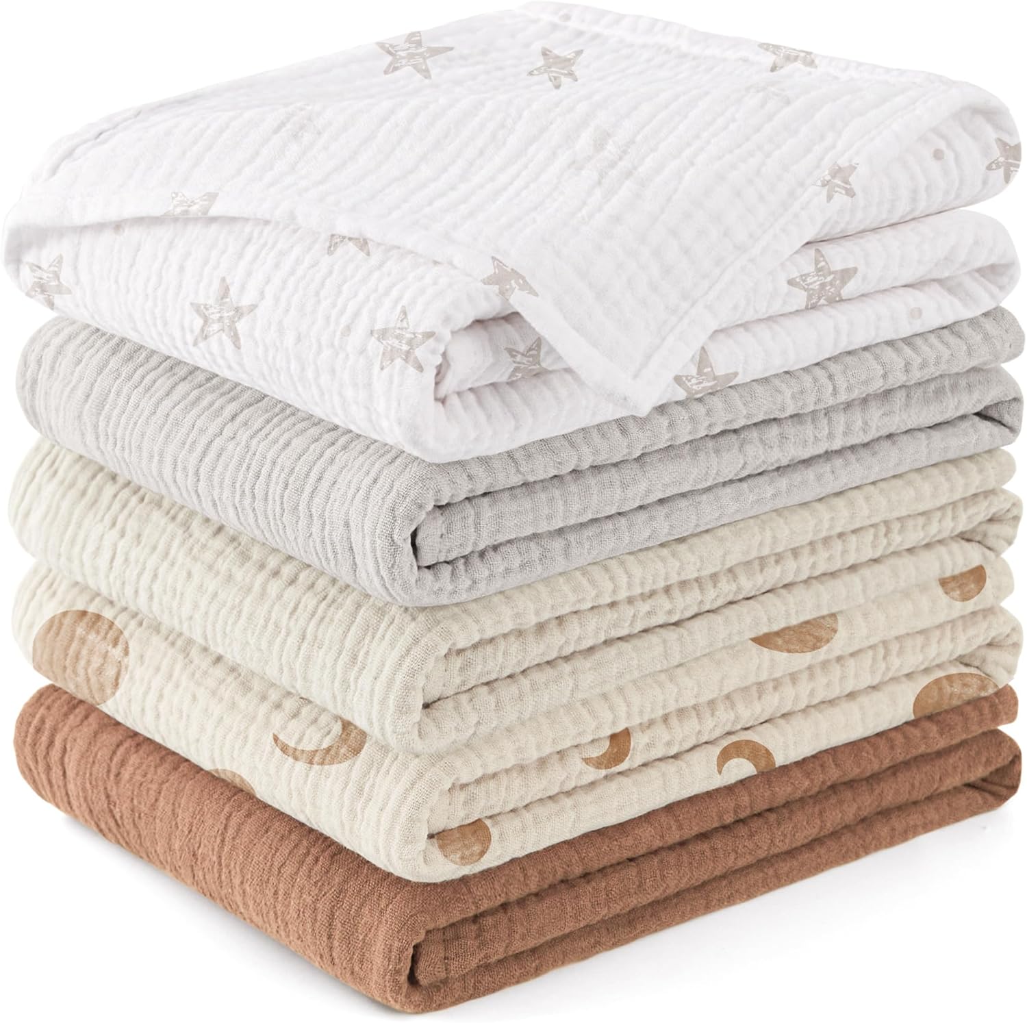 Susurration 5-Pack Muslin Baby Burp Cloths | 100% Cotton, Soft & Absorbent – 60x60cm AMZ Av8Store