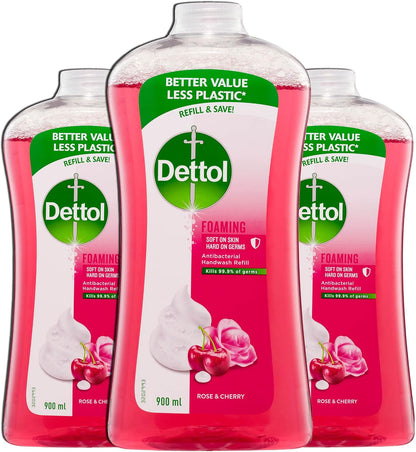 Dettol Antibacterial Foam Hand Wash Rose & Cherry Refill, 900ml x 3 Pack Av8Store Av8Store