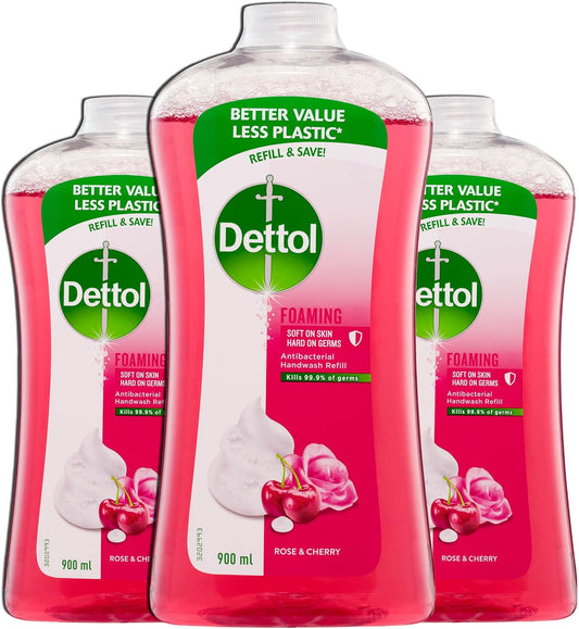 Dettol Antibacterial Foam Hand Wash Rose & Cherry Refill, 900ml x 3 Pack Av8Store Av8Store