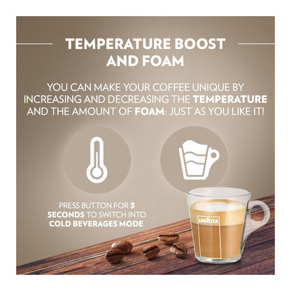 Lavazza A Modo Mio Deséa Capsule Coffee Machine – 5 Milk Recipes, One-Touch, Black | Glass Mug Included