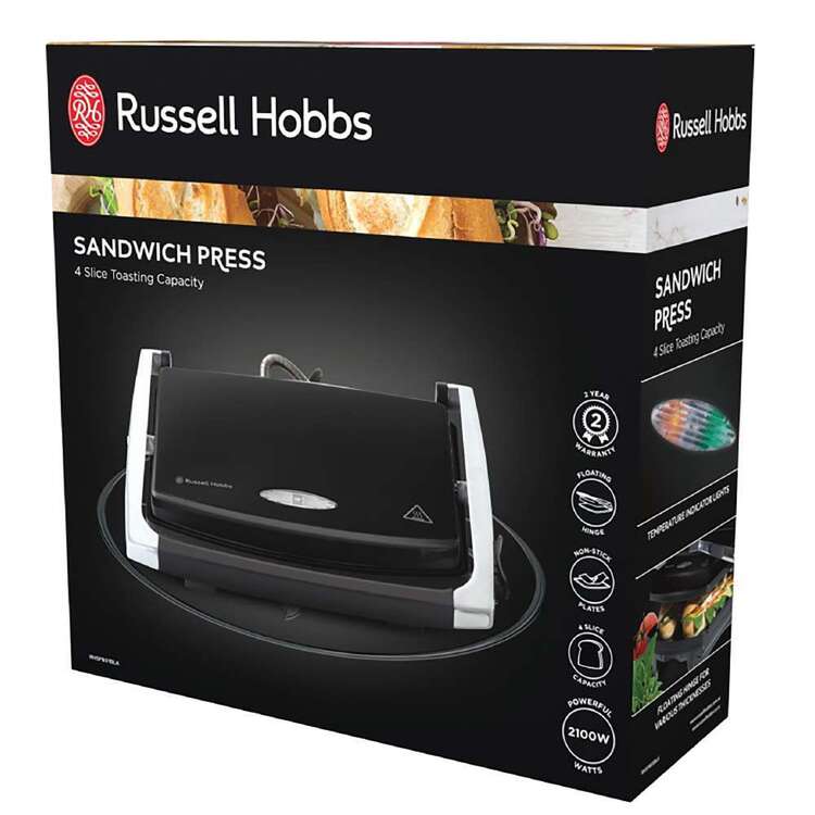 Russell Hobbs 4-Slice Sandwich Press & Toastie Maker – Black