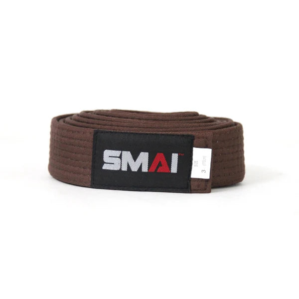 Brown belt with SMAI label on a white background