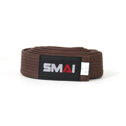 Brown belt with SMAI label on a white background