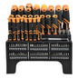 Set of screwdrivers with black and orange handles on a white background