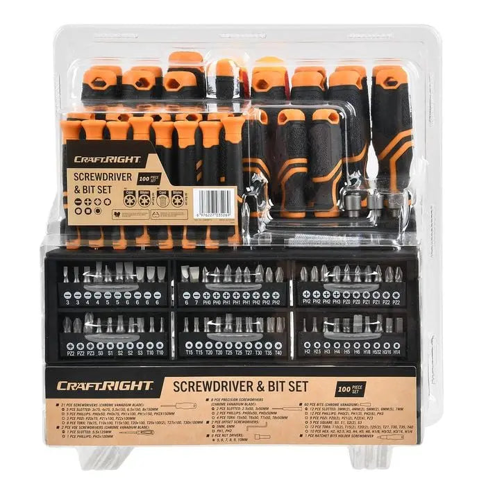 CraftRight screwdriver and bit set packaging on a white background