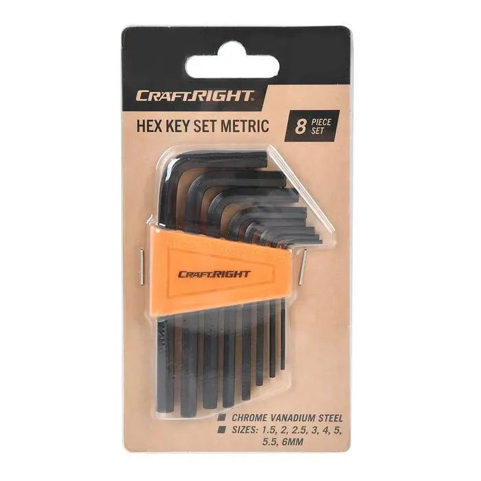 Craftright 8 Piece Metric Hex Key Set – Chrome Vanadium Steel Allen Keys 1.5–6mm Av8Store