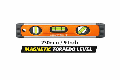 Orange magnetic torpedo level with 'CraftRight' branding on a white background