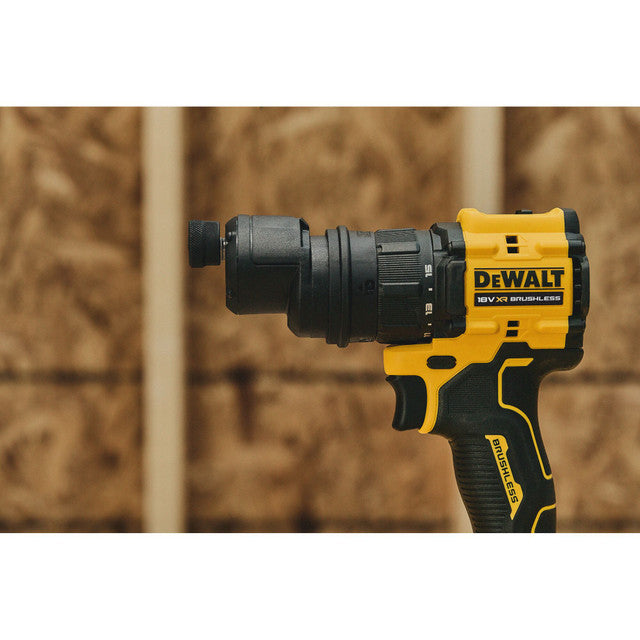 DeWalt cordless drill on a wooden background