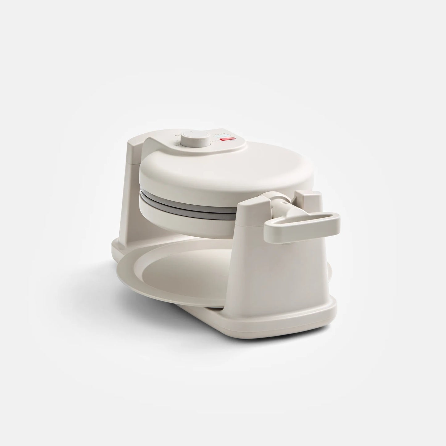 Everten 4-Slice Round Belgian Waffle Maker – Warm Grey | Rotating Plates