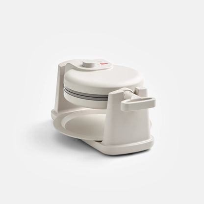 Everten 4-Slice Round Belgian Waffle Maker – Warm Grey | Rotating Plates