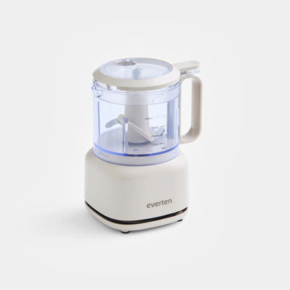 Everten Mini Food Processor 2 Cup – 500mL Compact Chopper & Blender | Warm Grey