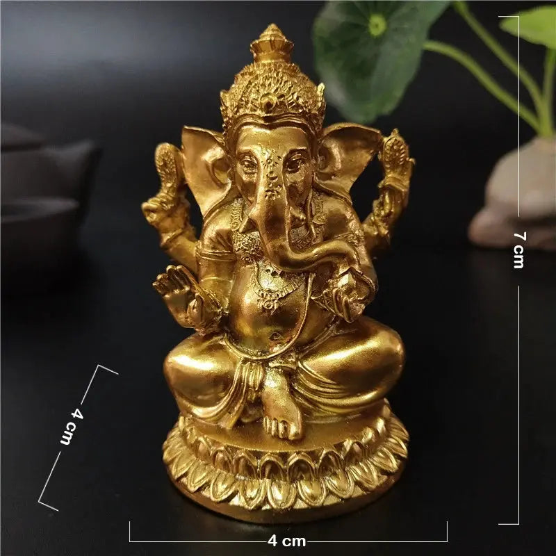 Gold Ganesha Statue | Resin Hindu Elephant God Figurine | Home & Spiritual Decor AEX