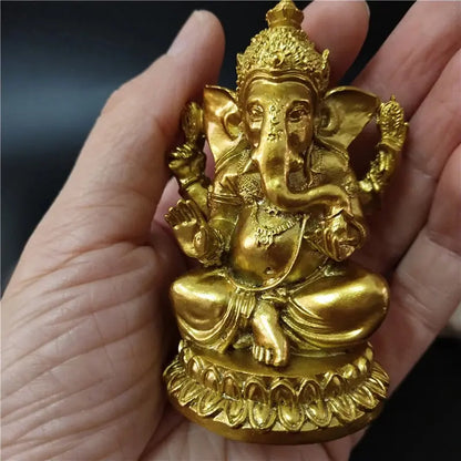 Gold Ganesha Statue | Resin Hindu Elephant God Figurine | Home & Spiritual Decor AEX
