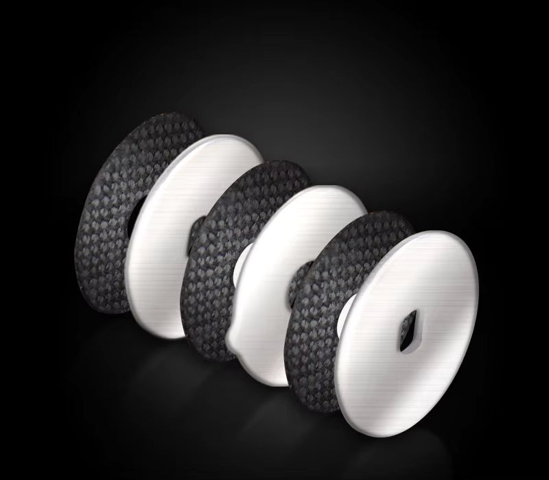 Exploded view of the triple-disc carbon fibre drag washers used in the KastKing Sharky III spinning reel