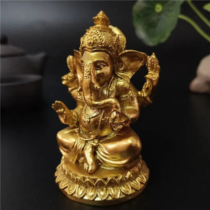 Gold Ganesha Statue | Resin Hindu Elephant God Figurine | Home & Spiritual Decor AEX