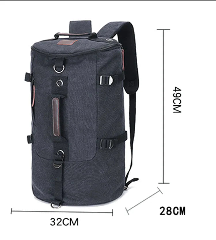 Large Canvas Hiking Backpack & Travel Duffle Bag | 32x49x28cm | Men's Outdoor Rucksack AEX Av8Store