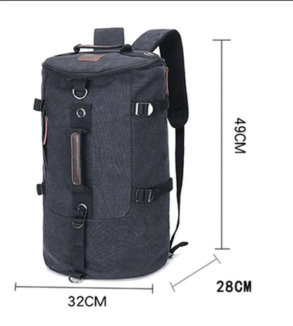 Large Canvas Hiking Backpack & Travel Duffle Bag | 32x49x28cm | Men's Outdoor Rucksack AEX Av8Store